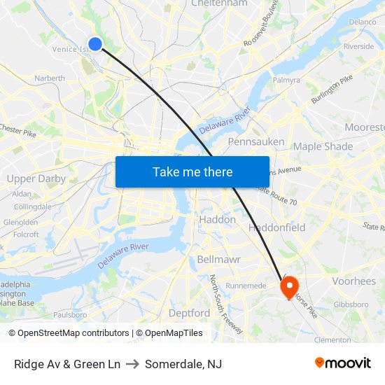 Ridge Av & Green Ln to Somerdale, NJ map