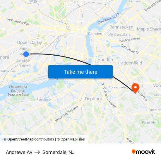 Andrews Av to Somerdale, NJ map