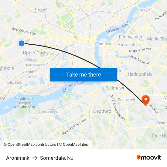 Aronimink to Somerdale, NJ map