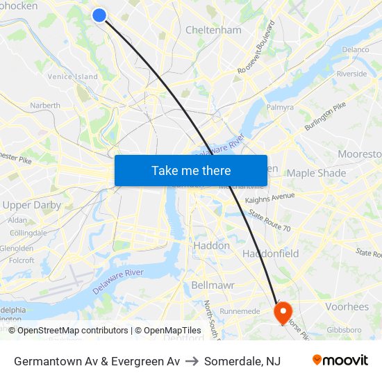 Germantown Av & Evergreen Av to Somerdale, NJ map