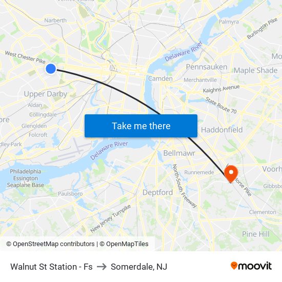 Walnut St Station - Fs to Somerdale, NJ map