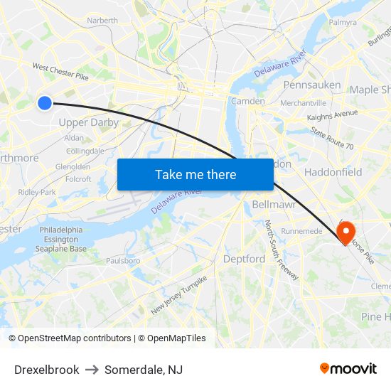 Drexelbrook to Somerdale, NJ map