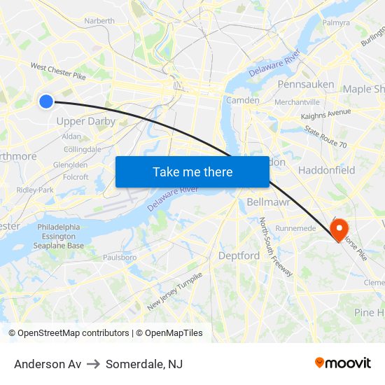 Anderson Av to Somerdale, NJ map
