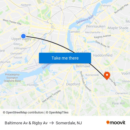 Baltimore Av & Rigby Av to Somerdale, NJ map