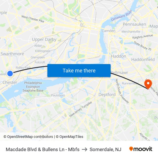 Macdade Blvd & Bullens Ln - Mbfs to Somerdale, NJ map