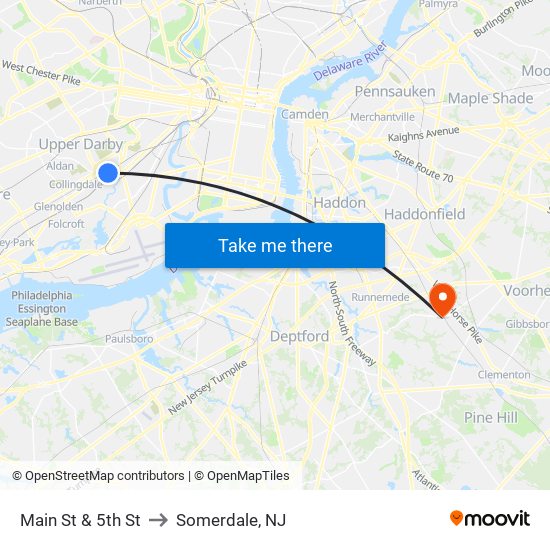 Main St & 5th St to Somerdale, NJ map