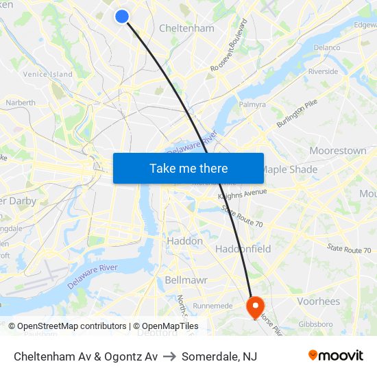 Cheltenham Av & Ogontz Av to Somerdale, NJ map