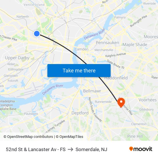 52nd St & Lancaster Av - FS to Somerdale, NJ map