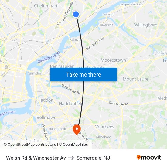 Welsh Rd & Winchester Av to Somerdale, NJ map