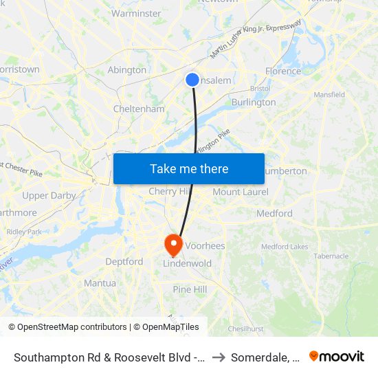 Southampton Rd & Roosevelt Blvd - FS to Somerdale, NJ map