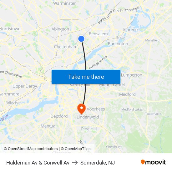 Haldeman Av & Conwell Av to Somerdale, NJ map