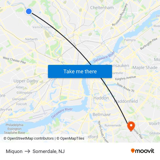 Miquon to Somerdale, NJ map