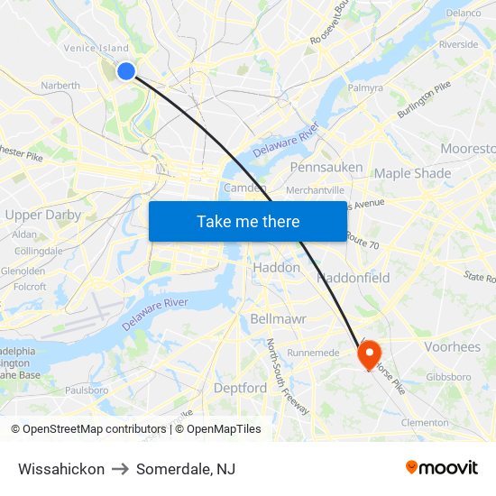 Wissahickon to Somerdale, NJ map