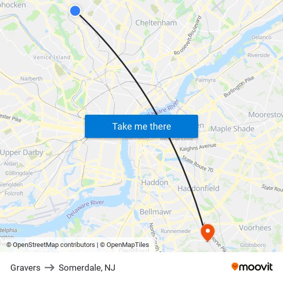 Gravers to Somerdale, NJ map