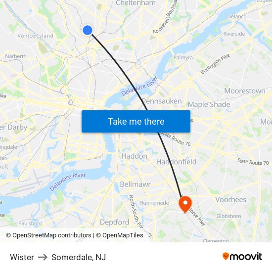 Wister to Somerdale, NJ map