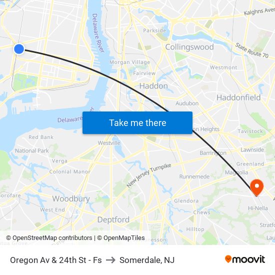 Oregon Av & 24th St - Fs to Somerdale, NJ map