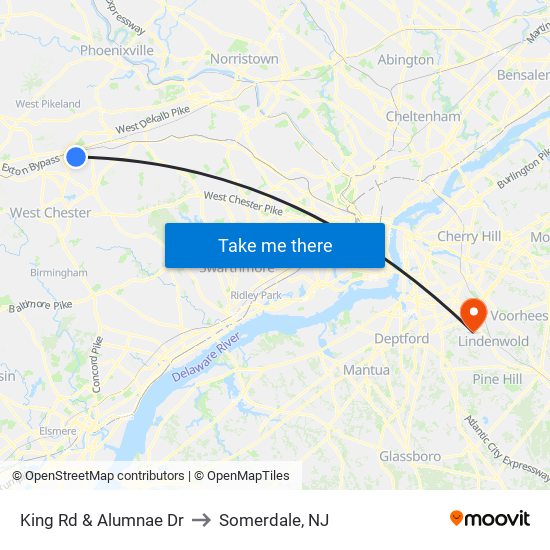 King Rd & Alumnae Dr to Somerdale, NJ map