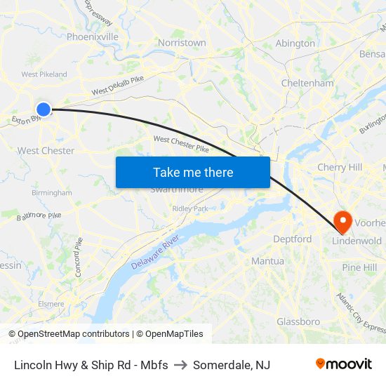 Lincoln Hwy & Ship Rd - Mbfs to Somerdale, NJ map