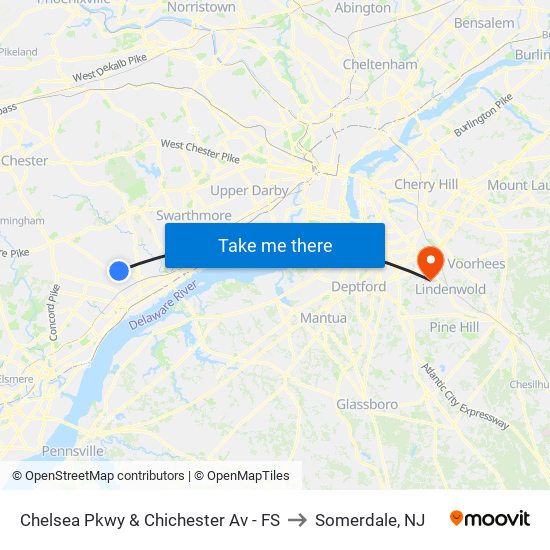 Chelsea Pkwy & Chichester Av - FS to Somerdale, NJ map