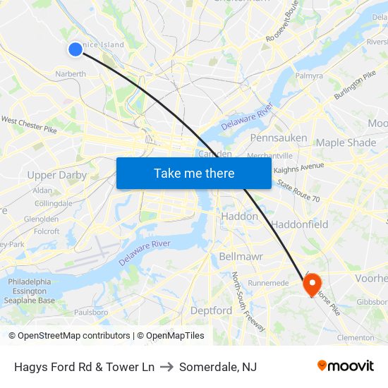 Hagys Ford Rd & Tower Ln to Somerdale, NJ map