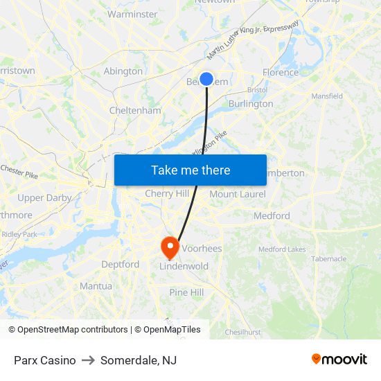 Parx Casino to Somerdale, NJ map