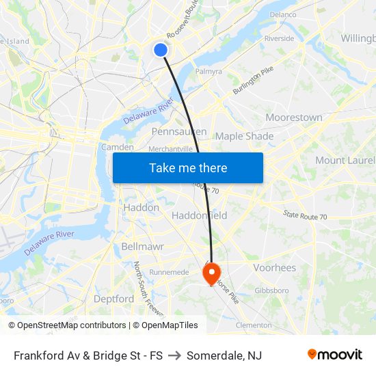 Frankford Av & Bridge St - FS to Somerdale, NJ map