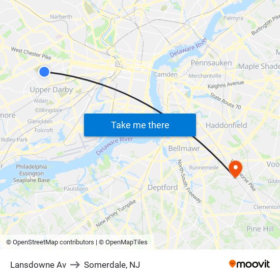 Lansdowne Av to Somerdale, NJ map