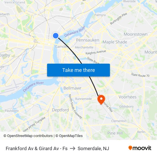 Frankford Av & Girard Av - Fs to Somerdale, NJ map