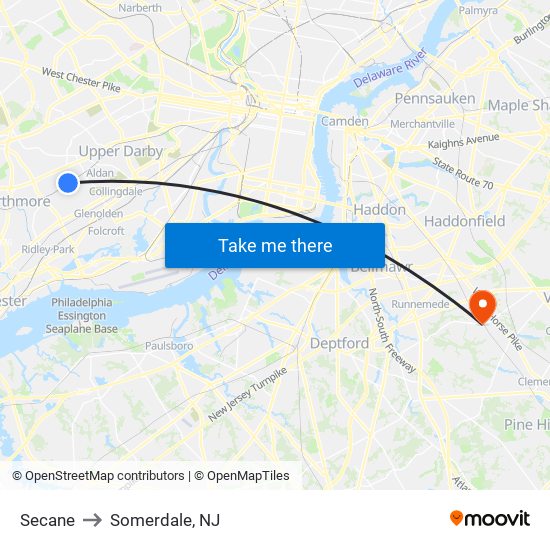 Secane to Somerdale, NJ map