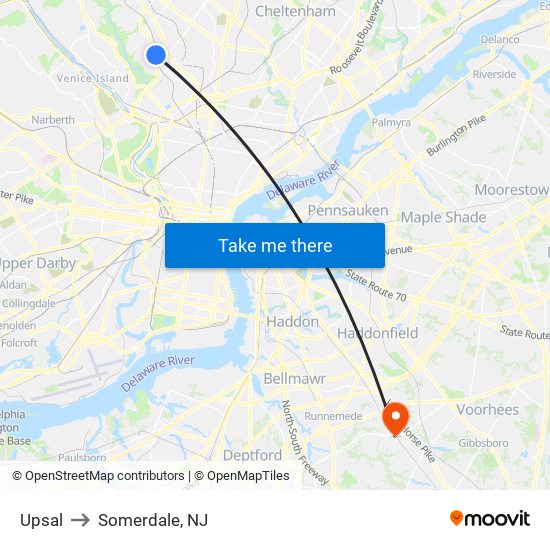 Upsal to Somerdale, NJ map