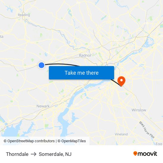 Thorndale to Somerdale, NJ map