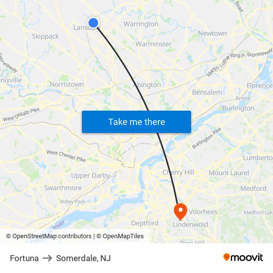 Fortuna to Somerdale, NJ map