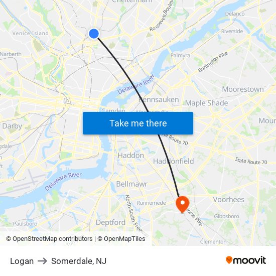 Logan to Somerdale, NJ map