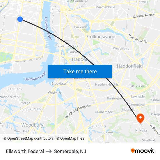 Ellsworth Federal to Somerdale, NJ map