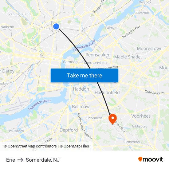 Erie to Somerdale, NJ map