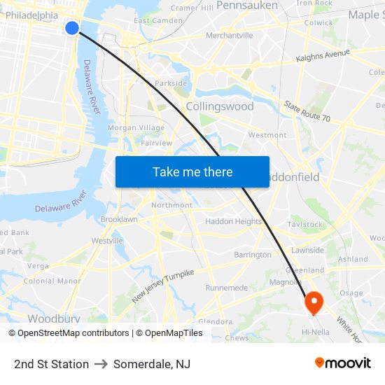 2nd St Station to Somerdale, NJ map