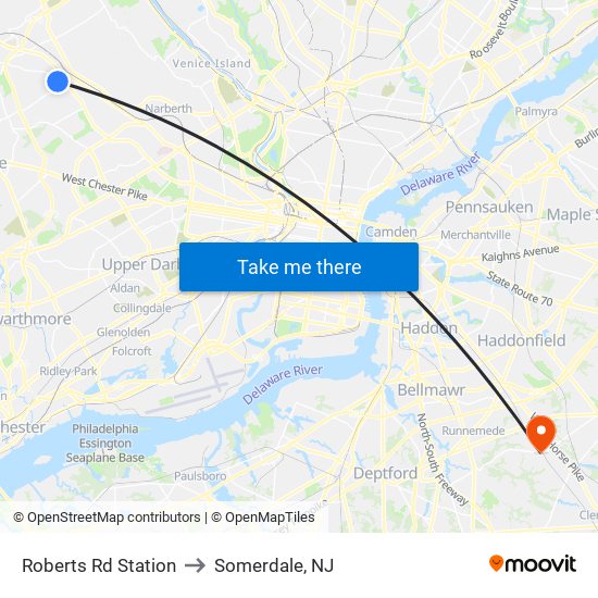Roberts Rd Station to Somerdale, NJ map