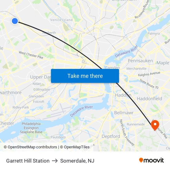 Garrett Hill Station to Somerdale, NJ map