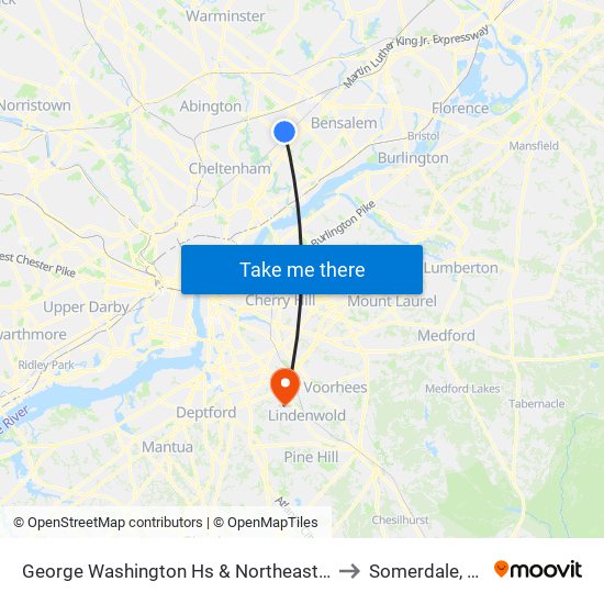 George Washington Hs & Northeast Av to Somerdale, NJ map