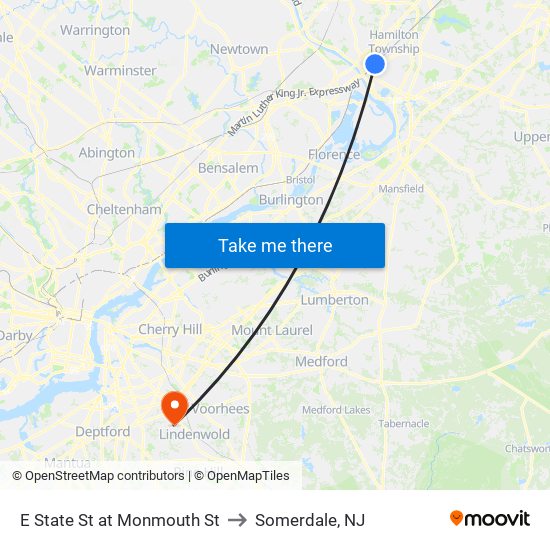 E State St at Monmouth St to Somerdale, NJ map