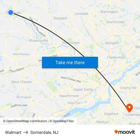 Walmart to Somerdale, NJ map