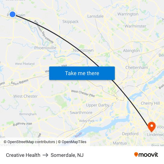 Creative Health to Somerdale, NJ map