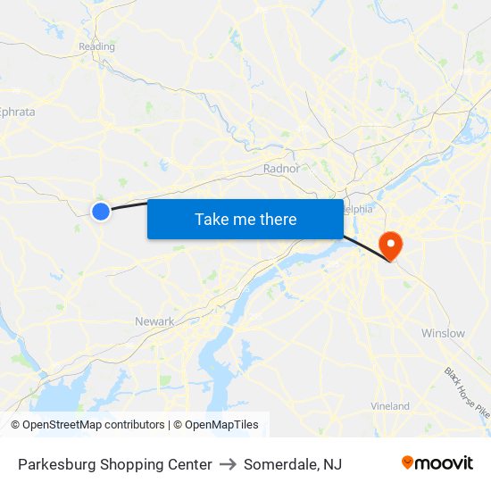 Parkesburg Shopping Center to Somerdale, NJ map