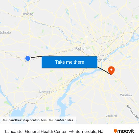 Lancaster General Health Center to Somerdale, NJ map