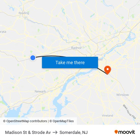 Madison St & Strode Av to Somerdale, NJ map