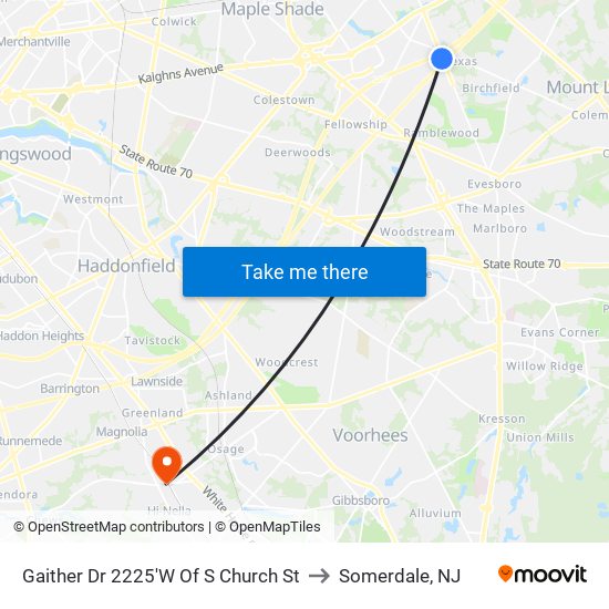 Gaither Dr 2225'W Of S Church St to Somerdale, NJ map