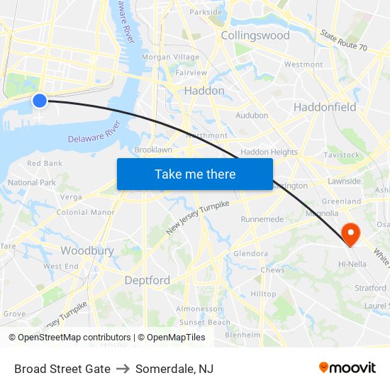 Broad Street Gate to Somerdale, NJ map