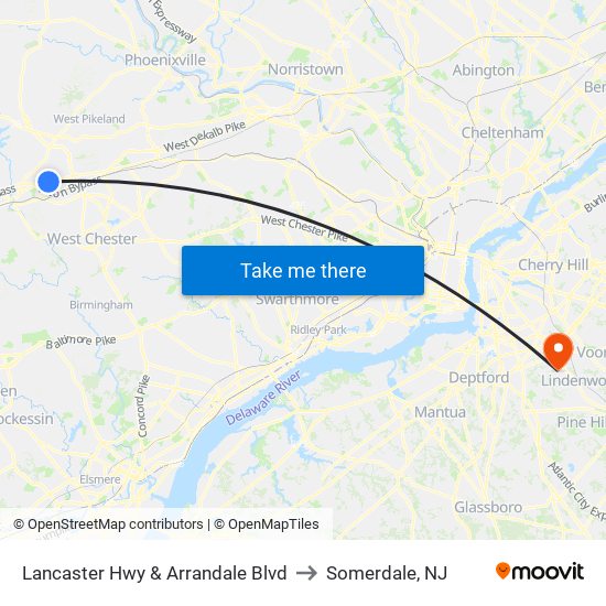 Lancaster Hwy & Arrandale Blvd to Somerdale, NJ map