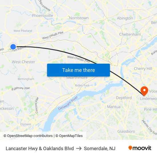 Lancaster Hwy & Oaklands Blvd to Somerdale, NJ map