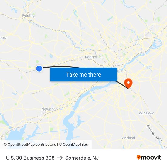 U.S. 30 Business 308 to Somerdale, NJ map